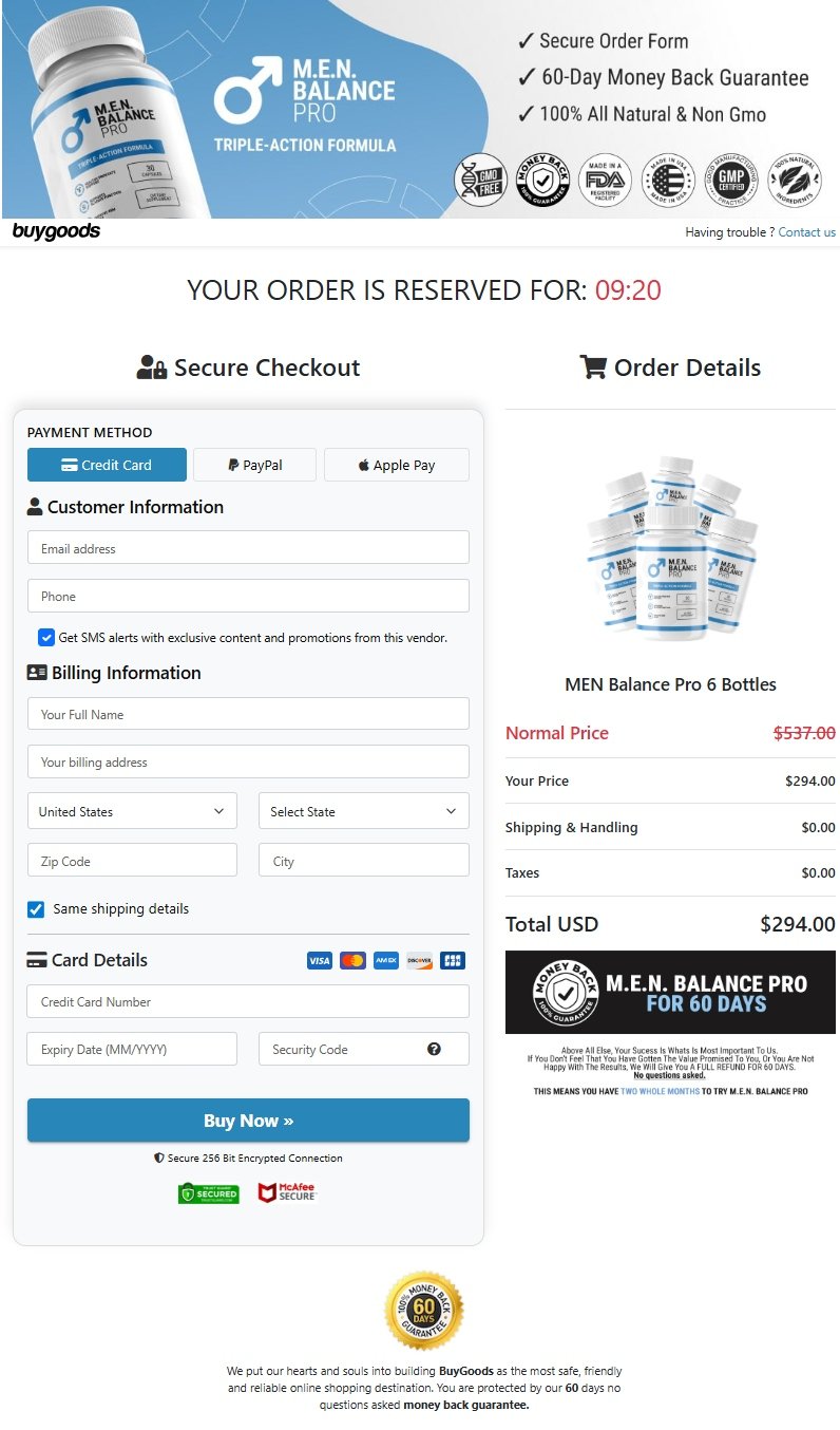 Men Balance Pro Official Website Secure Order Page